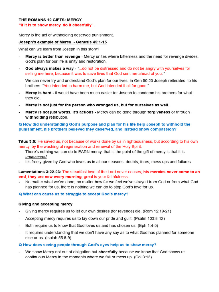 Understanding the Gift of Mercy | PDF | Mercy | Disciple (Christianity)
