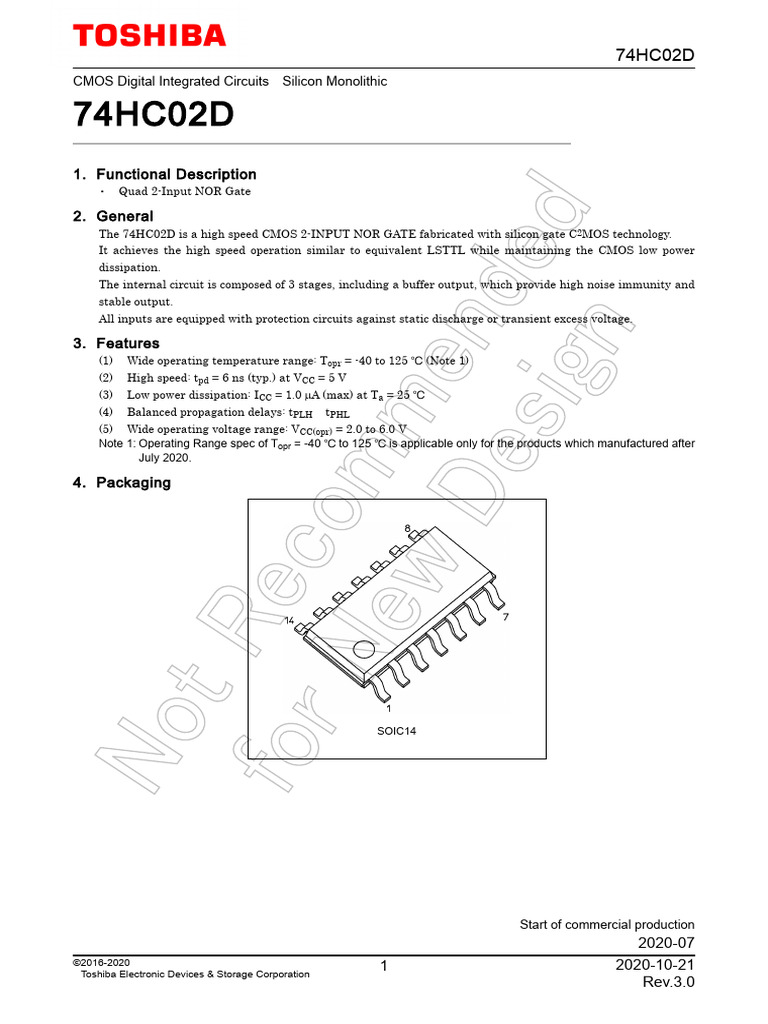 74HC02D Datasheet en 20201021 | PDF | Logic Gate | Cmos