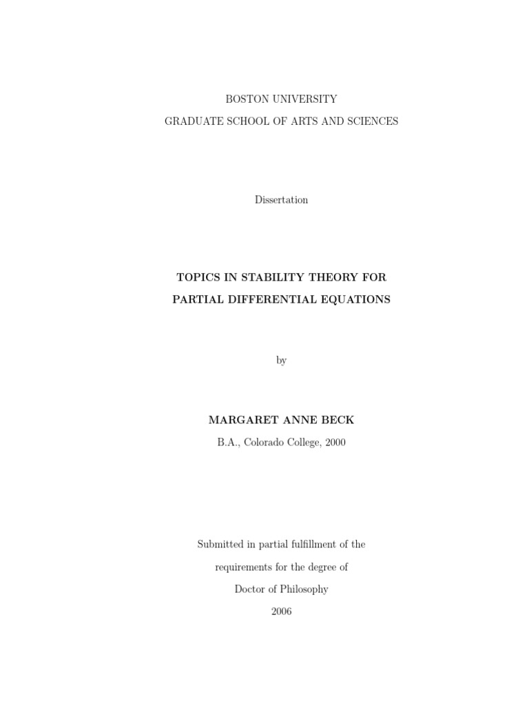 Stability Theory for PDEs Dissertation | PDF | Eigenvalues And ...