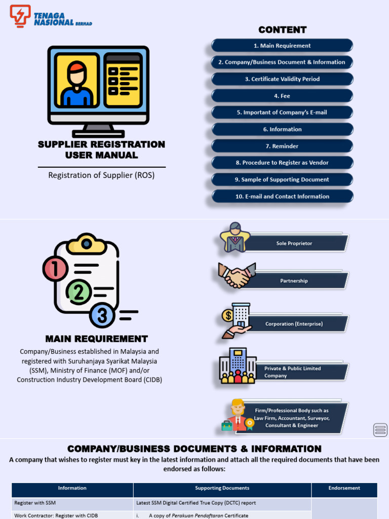 TNB Supplier Registration User Manual | PDF