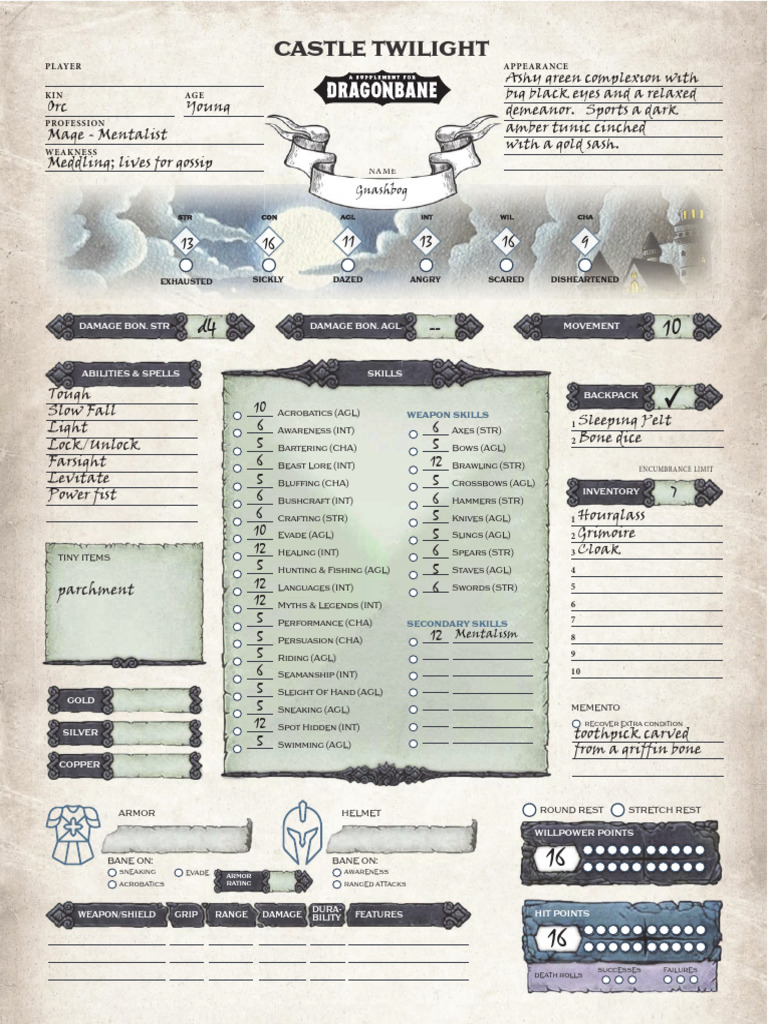 Character Profiles for Fantasy RPG | PDF