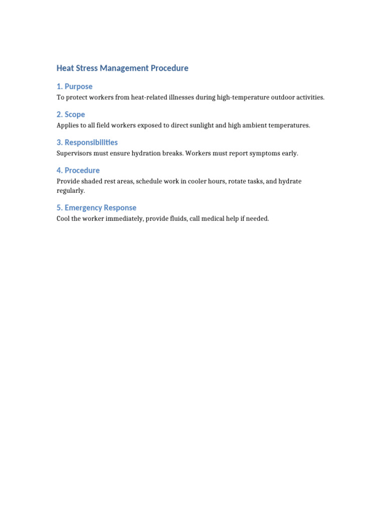 Heat Stress Management for Workers | PDF