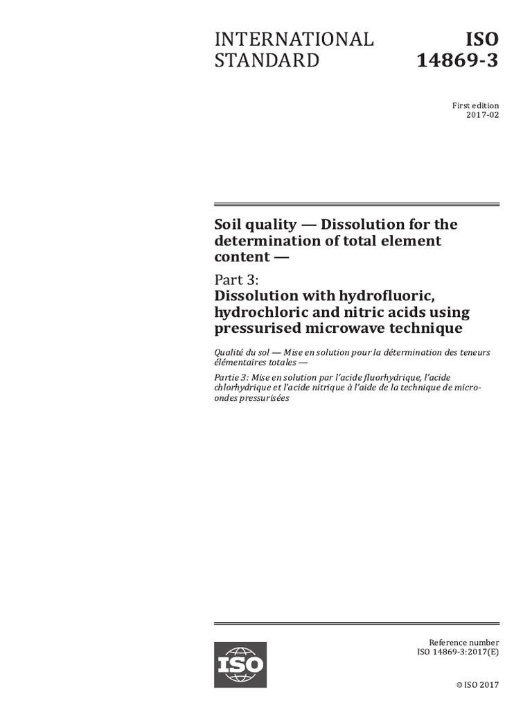 Iso 14869-3-2017 | PDF | Nitric Acid | Filtration