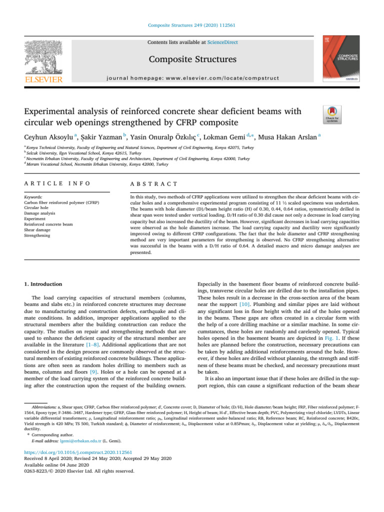 Experimental Analysis of Reinforced Concrete Shear Deficient Beams With ...