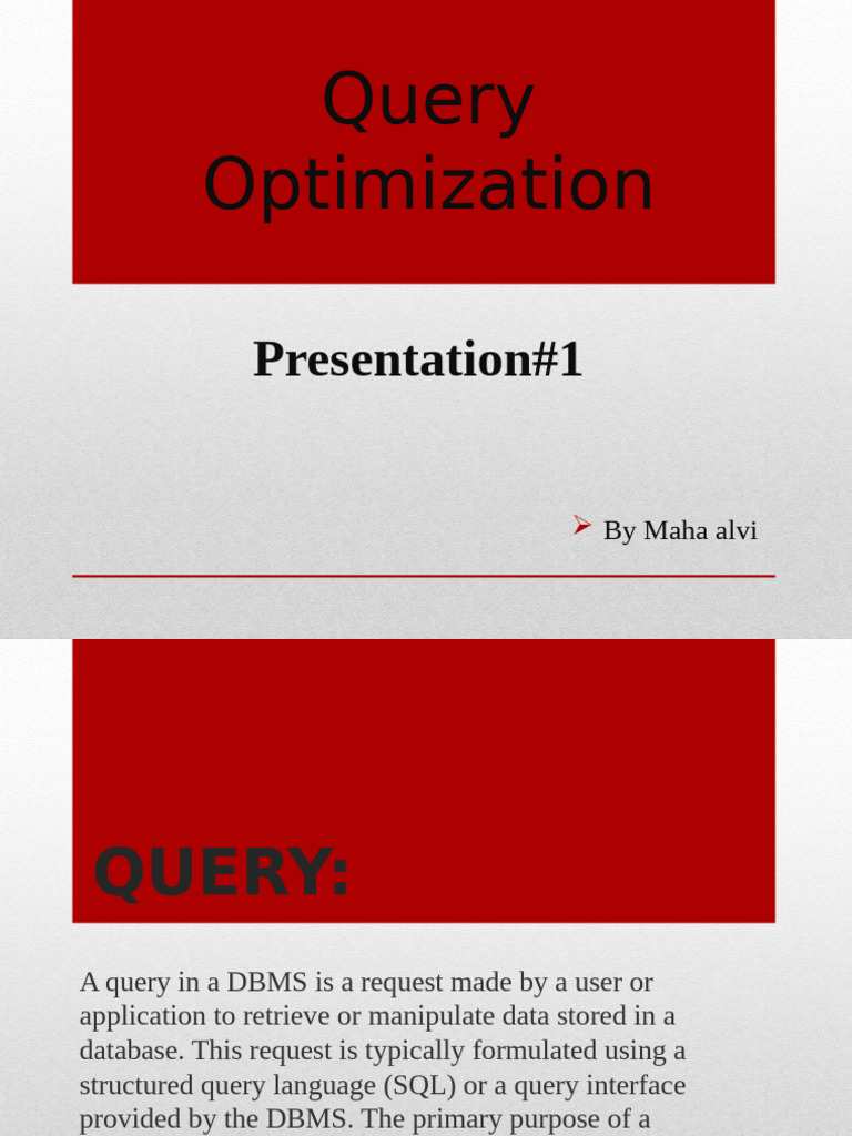 Query Optimization Techniques in DBMS | PDF | Databases | Information ...