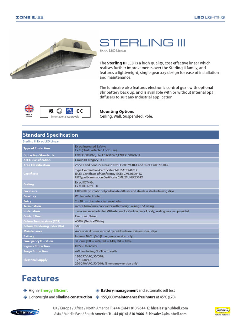 Sterling III Ex ec LED Linear Overview | PDF | Electrical Engineering ...