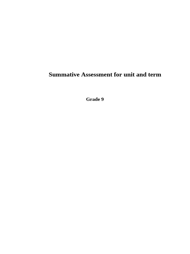 Grade 9 Summative Assessment Guide | PDF | Climate Change | Halloween
