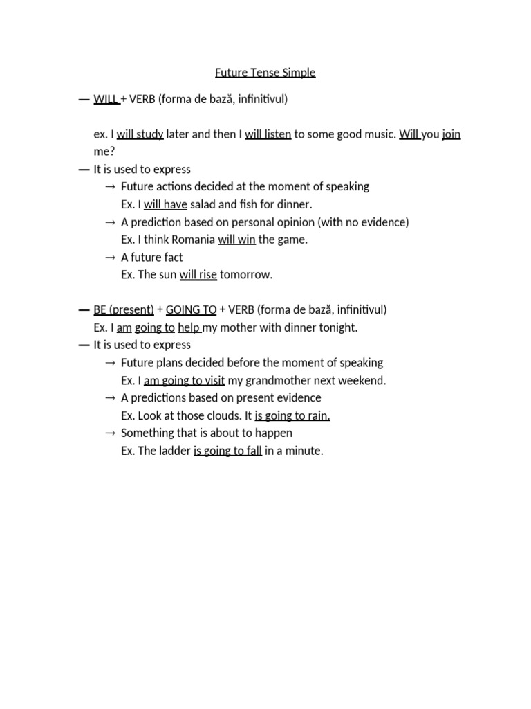 Future Simple Tense Explained | PDF