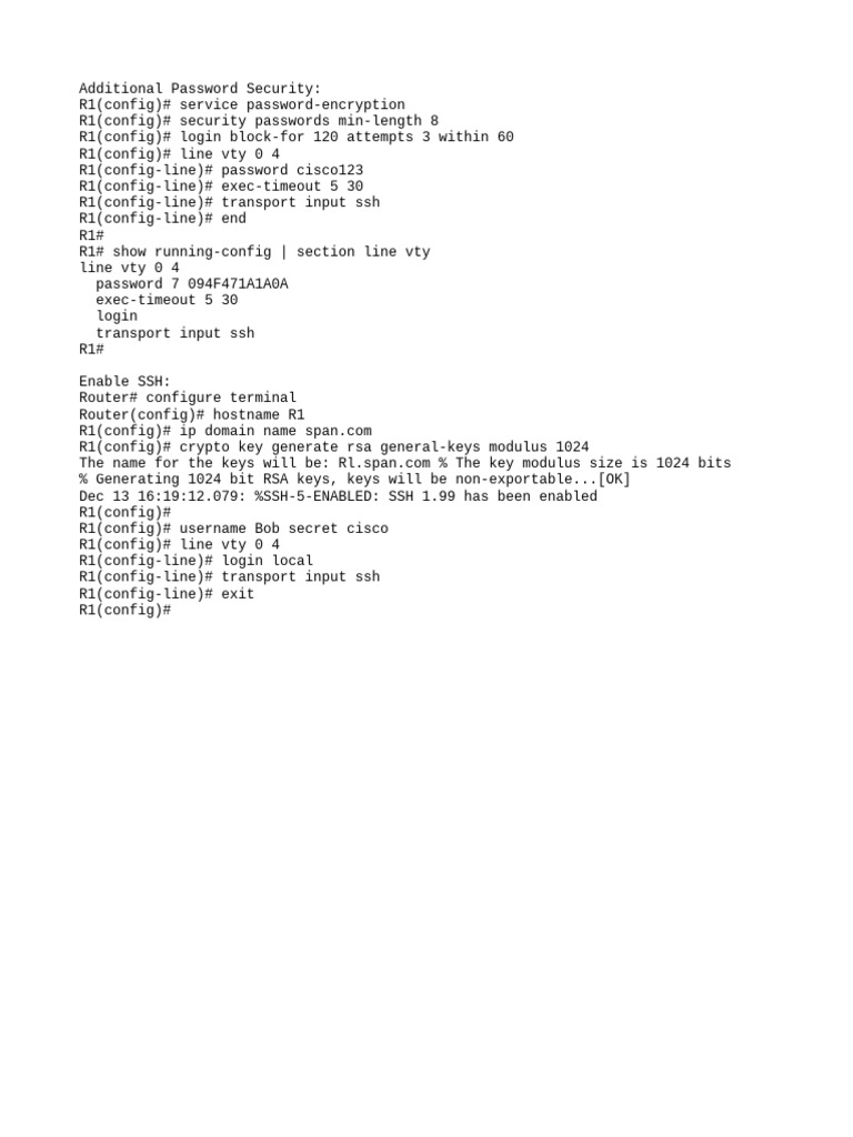 Router Password and SSH Configuration Guide | PDF