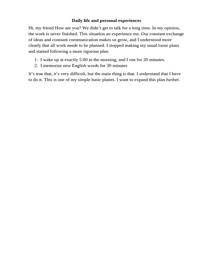 1.daily Life and Personal Experiences | PDF