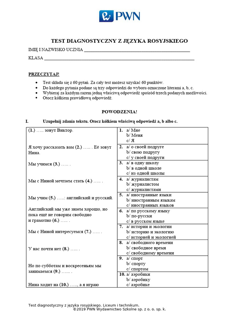 5.test Diagnostyczny | PDF