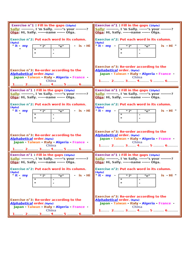 English Language Gap Filling Exercises Pdf