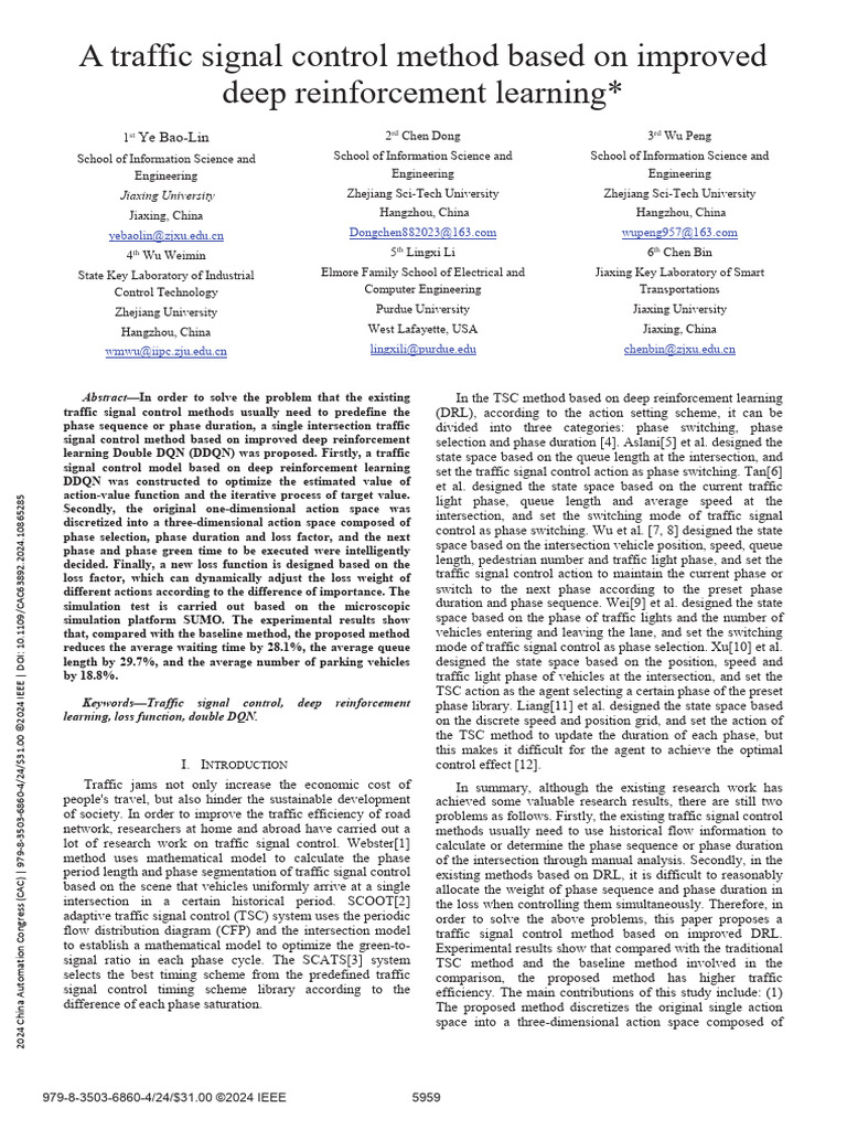 Improved DRL for Traffic Signal Control | PDF | Traffic | Applied ...