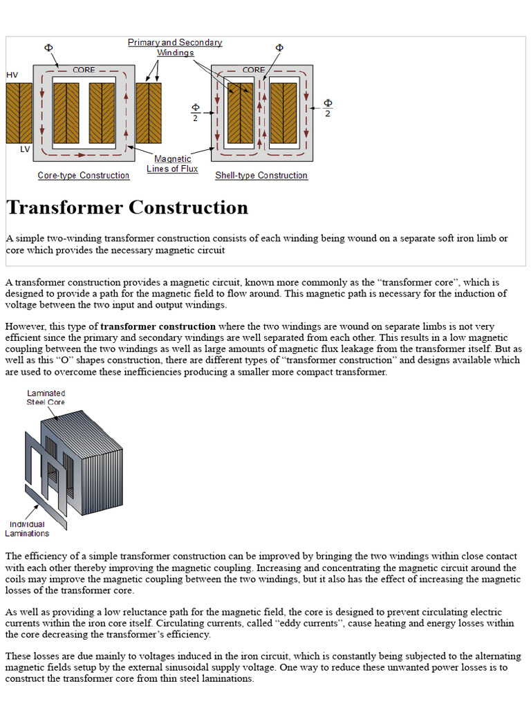 Transformer Construction and Transformer Core Design | PDF ...