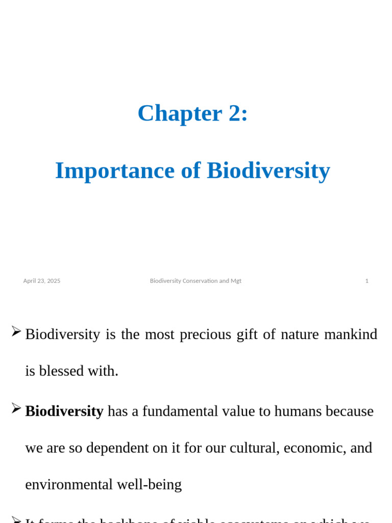 Chapter 2 Importance of Biodiversity at 2022 | PDF | Ecosystem ...
