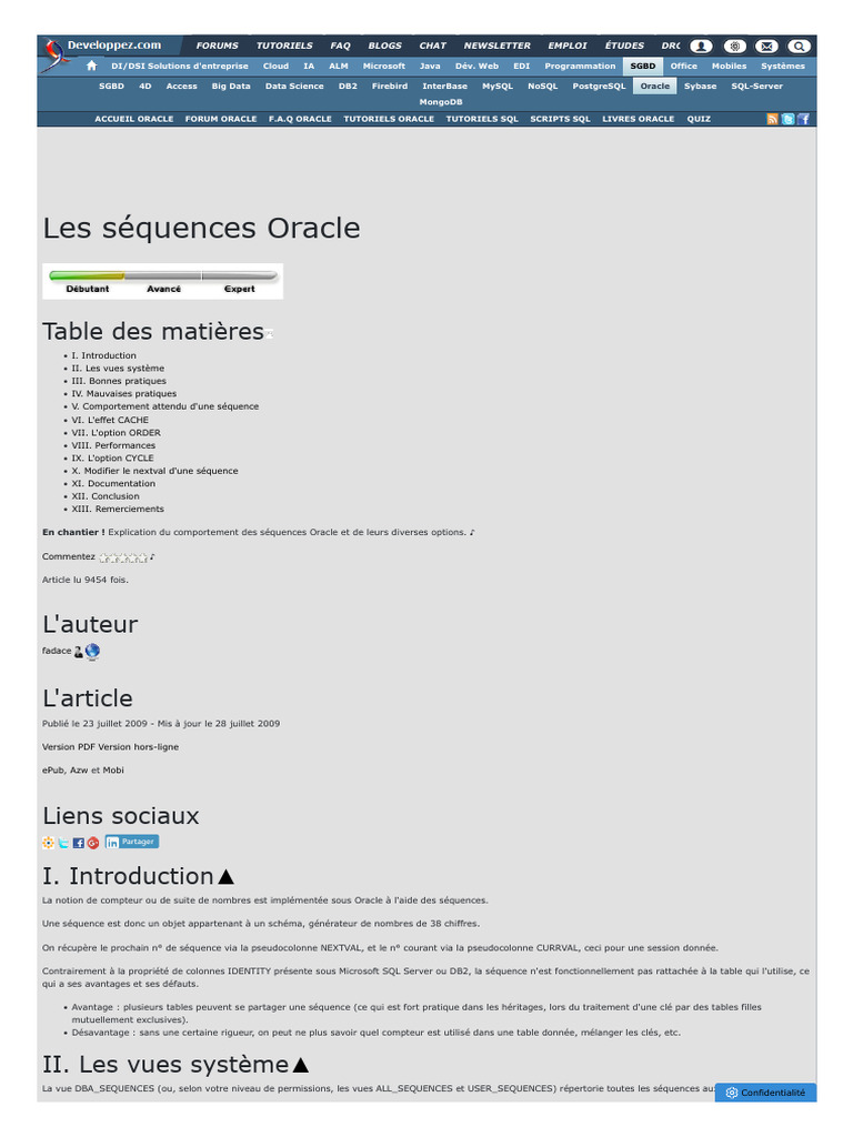 Comprendre les séquences Oracle | PDF | Base de données Oracle | SQL
