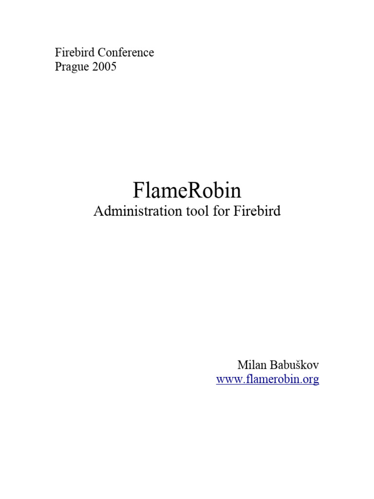 FlameRobin: Firebird GUI Tool Overview | PDF | Databases | Sql