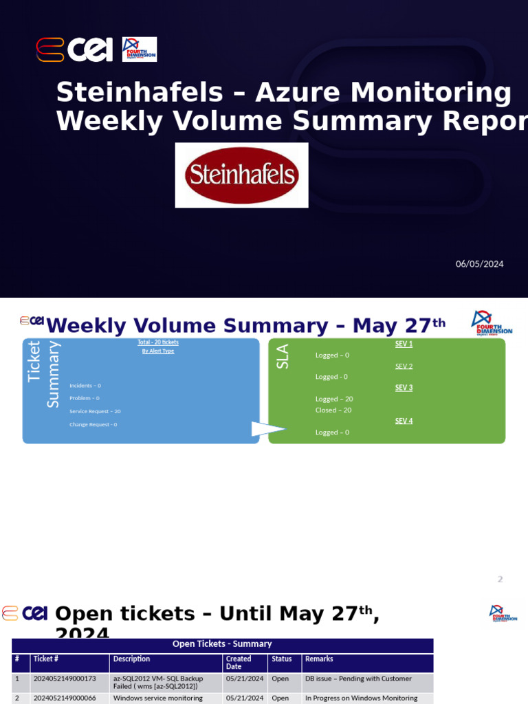 Azure Steinhafils Weekly Volume Summary Report 06052024 | PDF ...