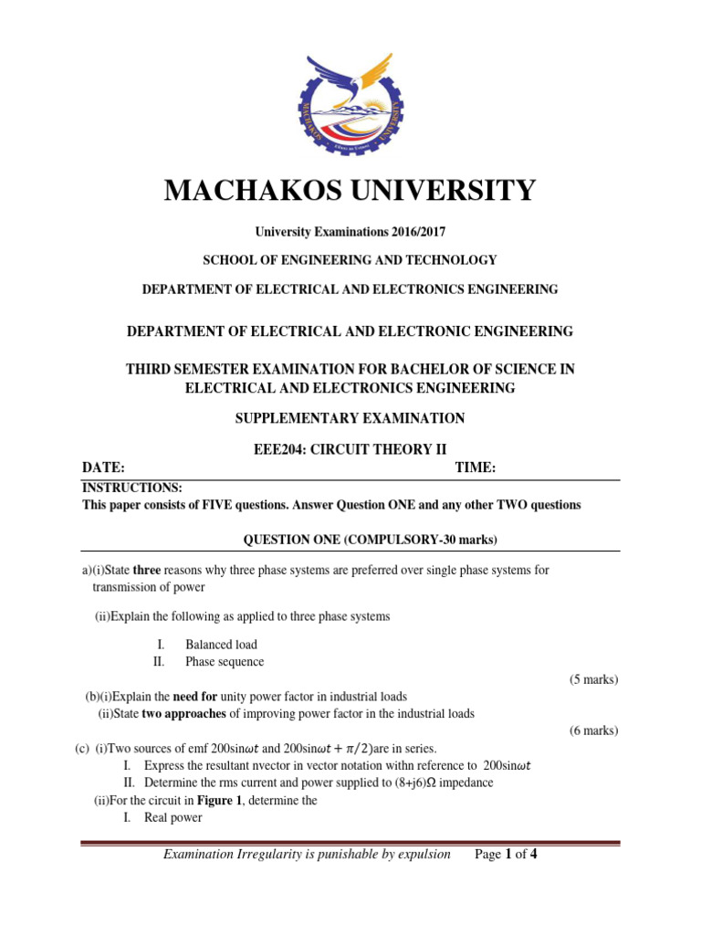 EEE204 Electric Circuit Theory II-supplimentary | PDF | Ac Power ...