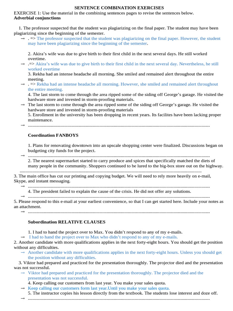 Sentence Combination Official | PDF