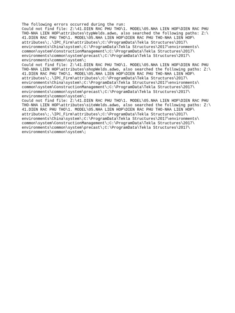 Tekla Structures File Not Found Errors | PDF