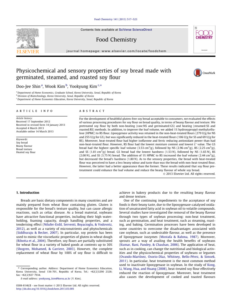 Shin. Physicochemical and Sensory Properties of Soy Bread Made With ...