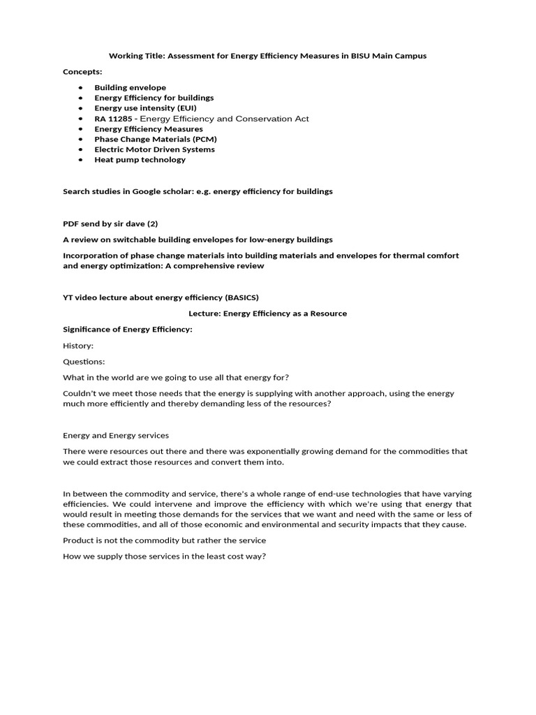 Energy Efficiency Assessment for BISU Campus | PDF | Efficient Energy ...