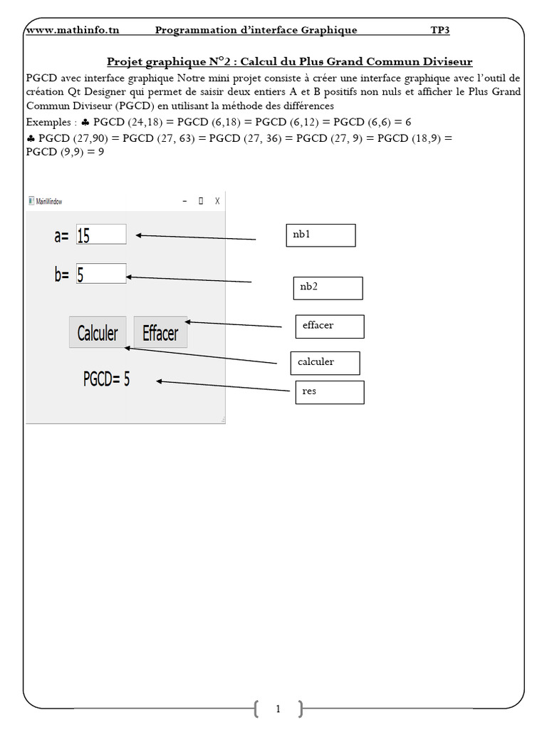 Calcul du PGCD avec Interface Graphique | PDF