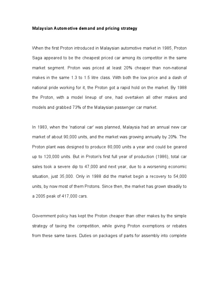 Malaysian Automotive Demand And Pricing Strategy Malaysia Car