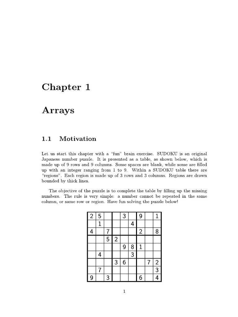 Chapter 1 Arrays CCPROG2 Course Notes | PDF