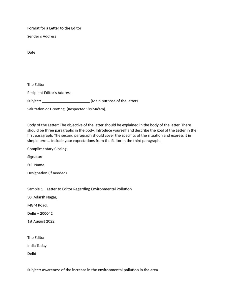 Letter to the Editor Format Guide | PDF