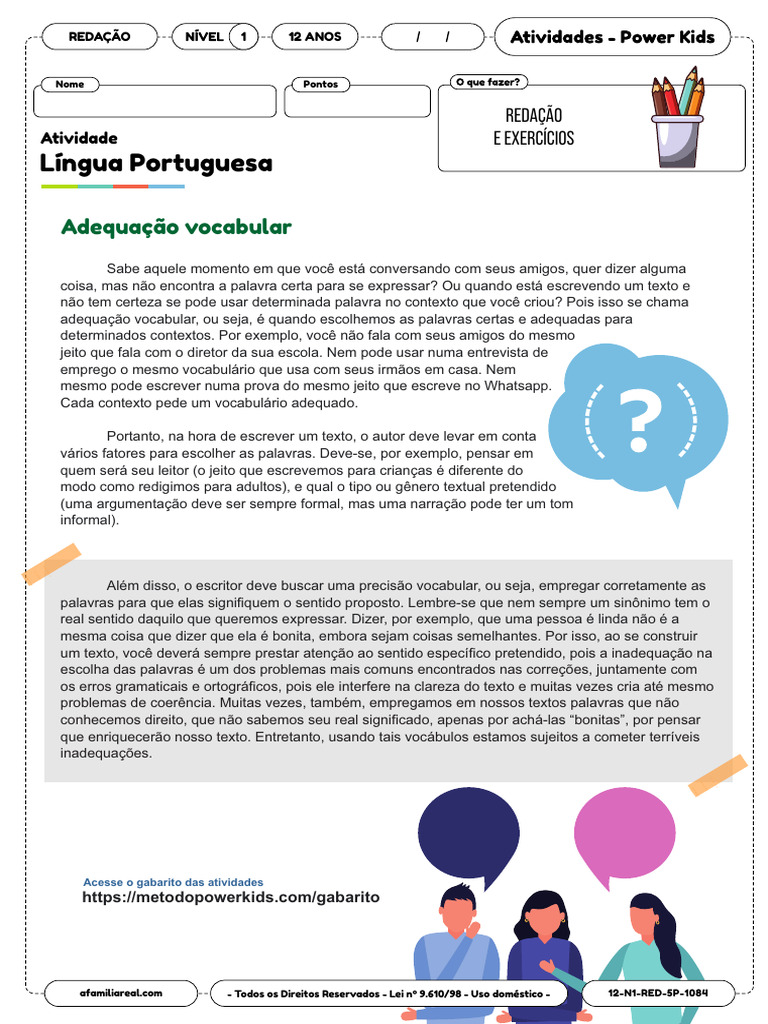 Adequação Vocabular em Textos | PDF | Comunicação humana | Escrita