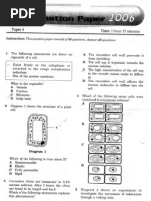 Spm 4551 2006 Biology K1 Berjawapan Pdf Twin Exhalation