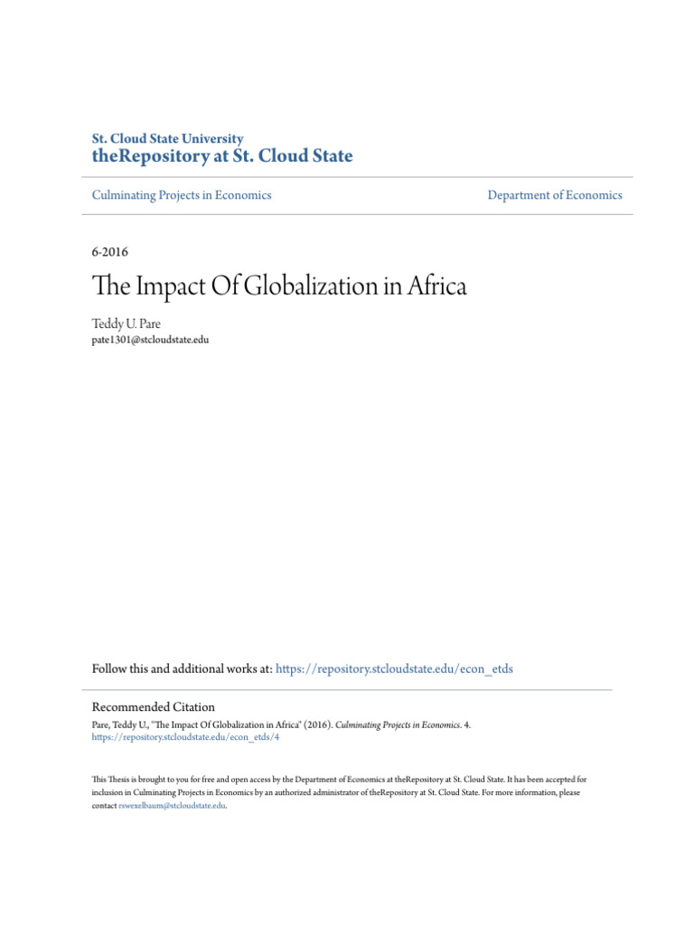 The Impact of Globalization in Africa | PDF | Globalization | Income