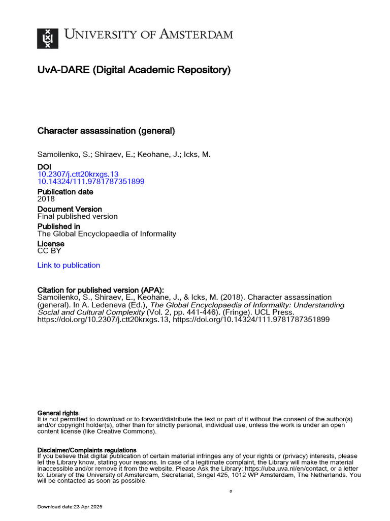 Character Assassination | PDF