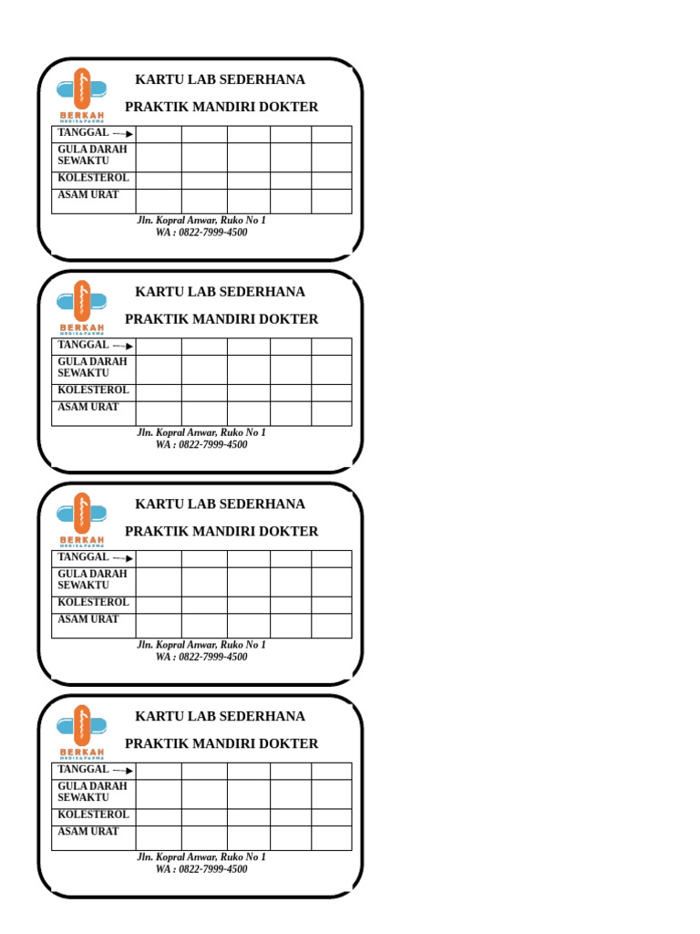 Kartu Lab Sederhana Praktik Mandiri | PDF