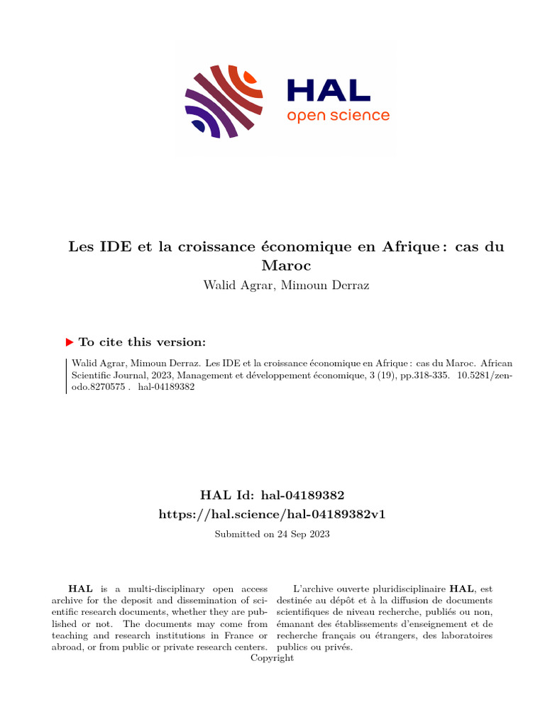 Les IDE Et La Croissance Économique en Afrique: Cas Du Maroc | PDF ...