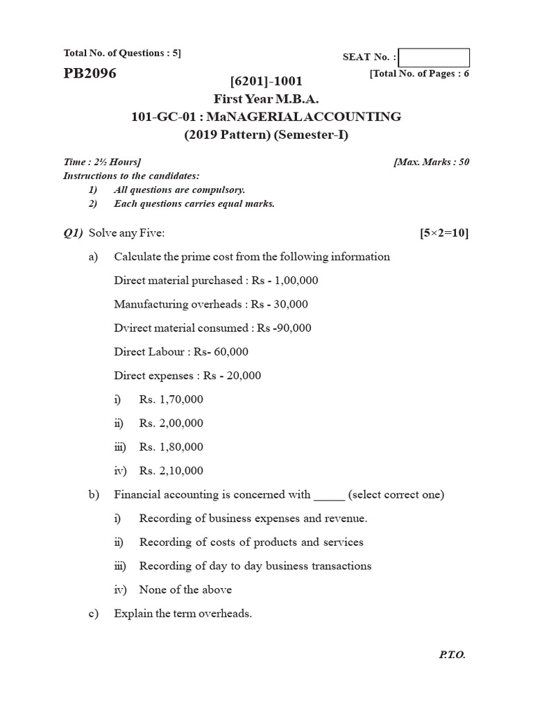 M.B.A (2019 Pattern) | PDF | Entrepreneurship | Equity (Finance)