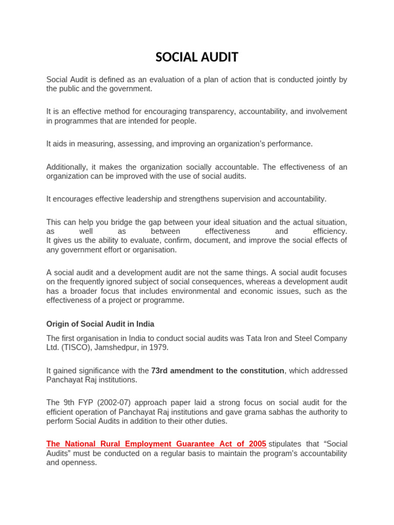 Social Audit | PDF | Audit