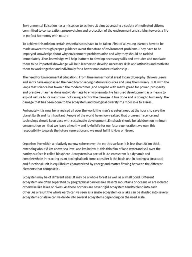 Importance of Environmental Education | PDF | Ecosystem | Nature