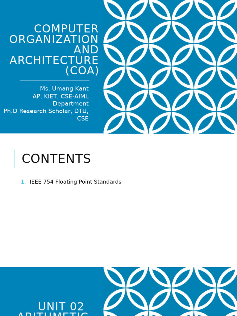 2.5 - Unit2 - IEEE 754 Floating Point Standards | PDF