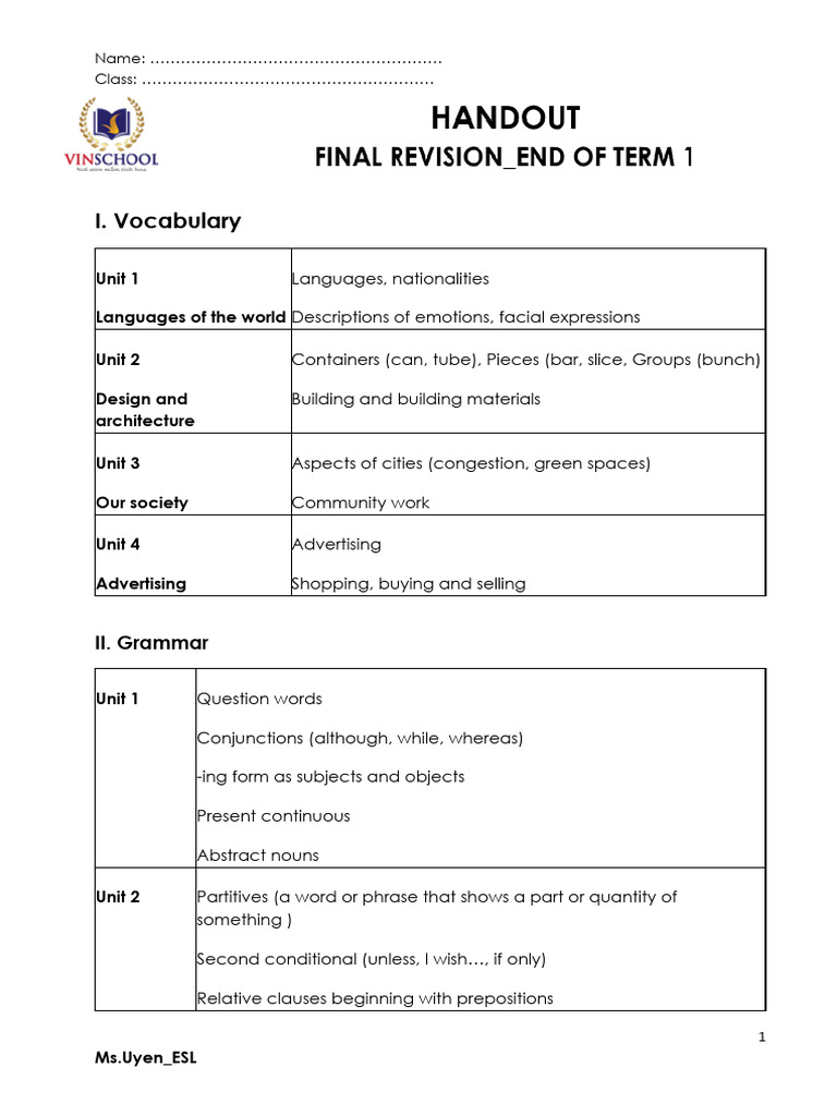 Revision Strategies for Upcoming Exam | PDF | Language Mechanics | Grammar