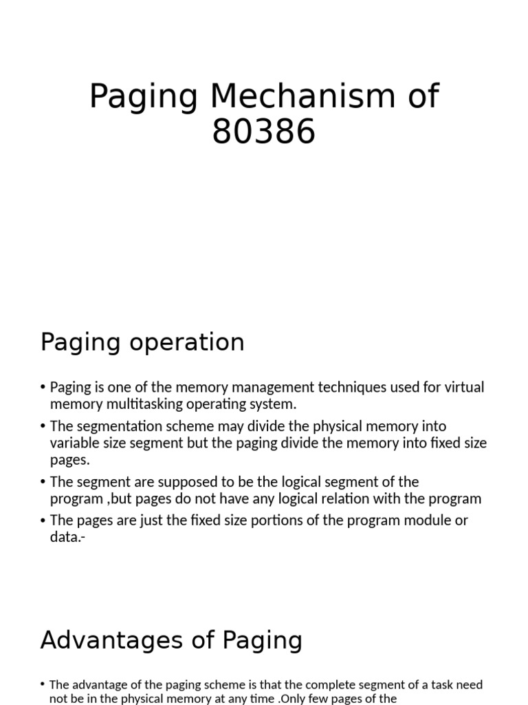 80386 Paging Mechanism Overview | PDF | Computer Data Storage ...