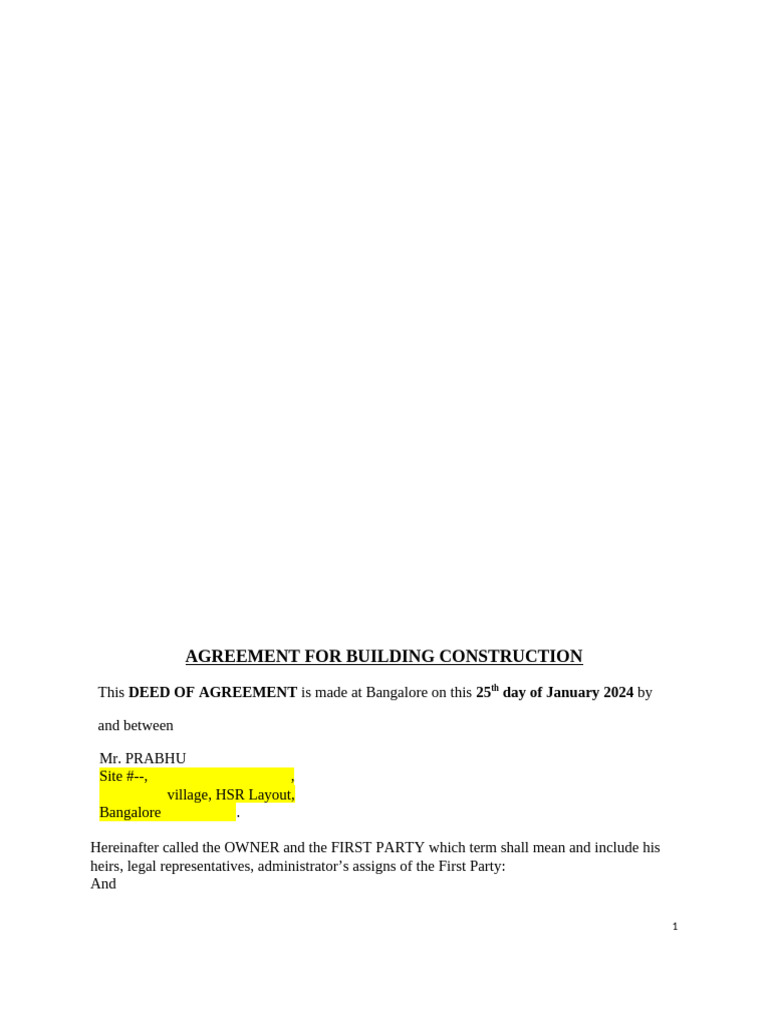 Building Construction Agreement | PDF | Specification (Technical Standard)