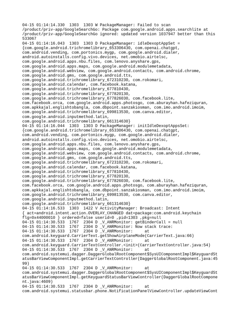Android PackageManager Logs Analysis | PDF | Embedded Linux Distributions