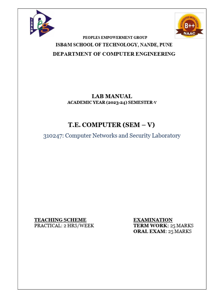 Computer Networks Lab Manual 2023-24 | PDF | Network Topology | Ip Address