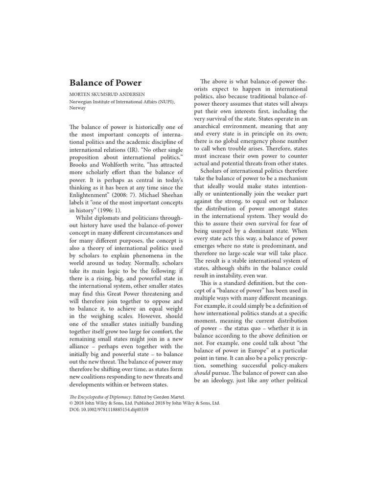 The Encyclopedia of Diplomacy - 2018 - Andersen - Balance of Power ...