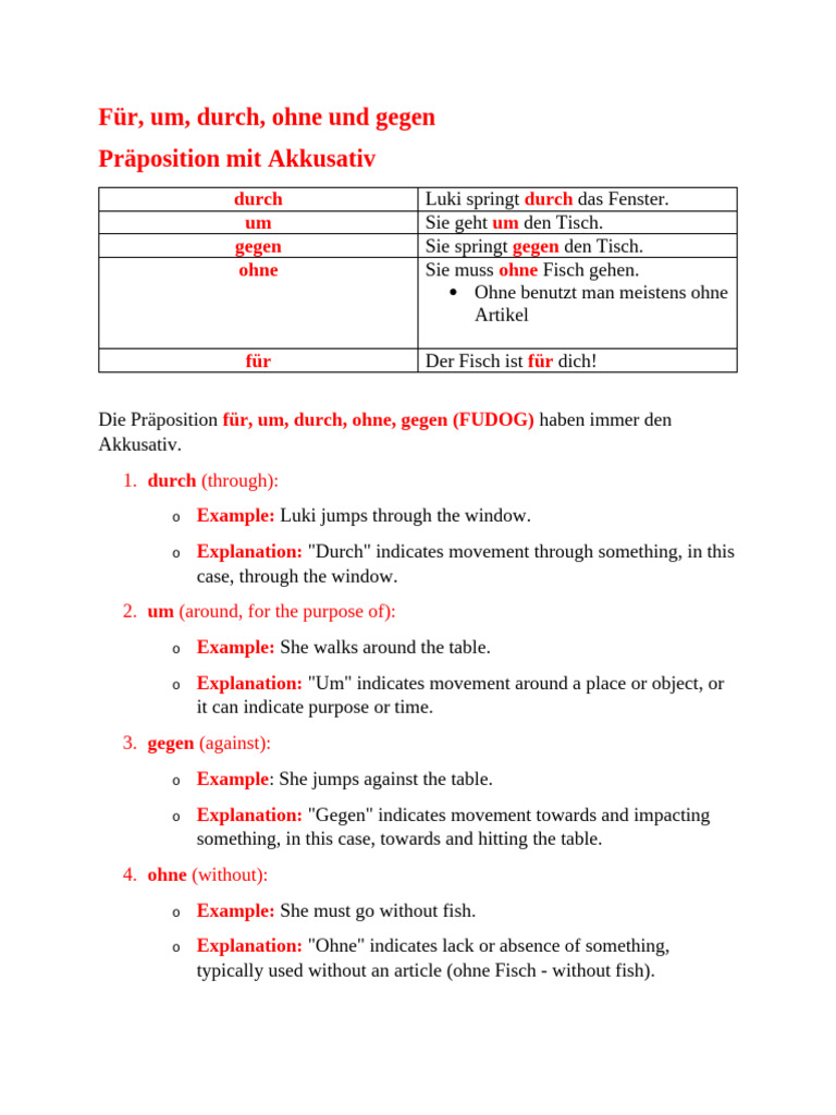 Kapital 32 Präposition Mit Akkusativ | PDF
