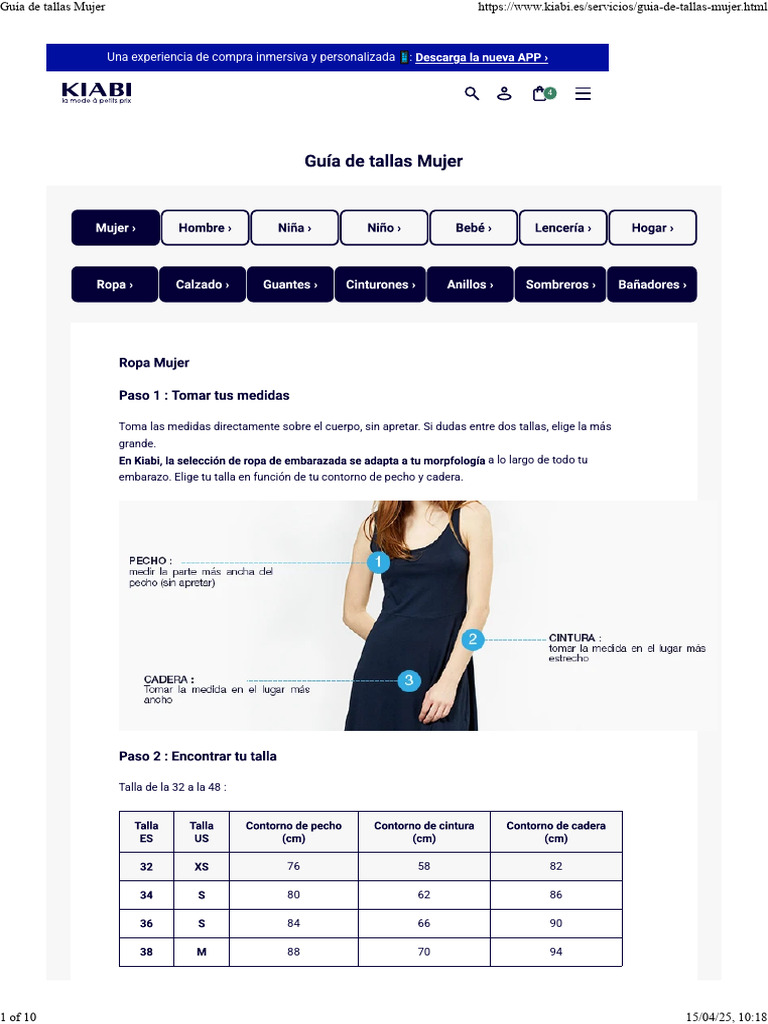 Kiabi - Guía de Tallas Mujer | PDF | Moda | Estética