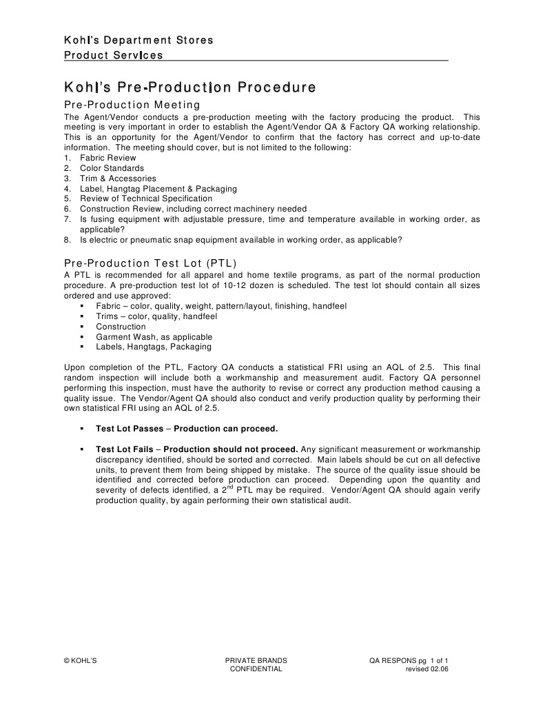 Pre Production Procedure | PDF